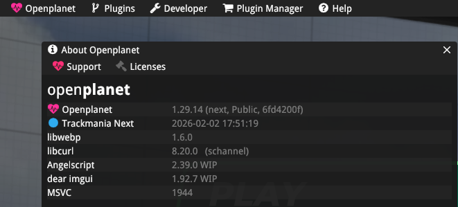 OpenplanetMenueIngame